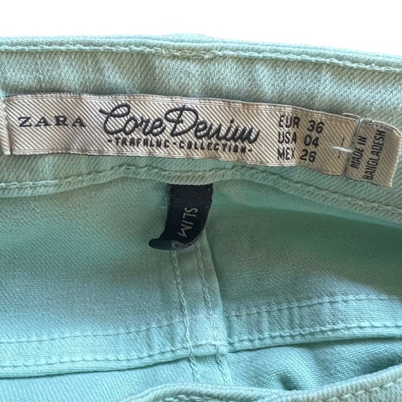 ZARA trafaluc Core denim collection jeans slim Size 4 small Light Green - Picture 9 of 9